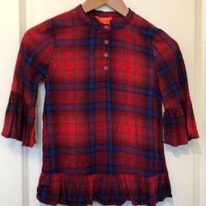 🌻3/$20 NWT Girls plaid top with ruffle detailing